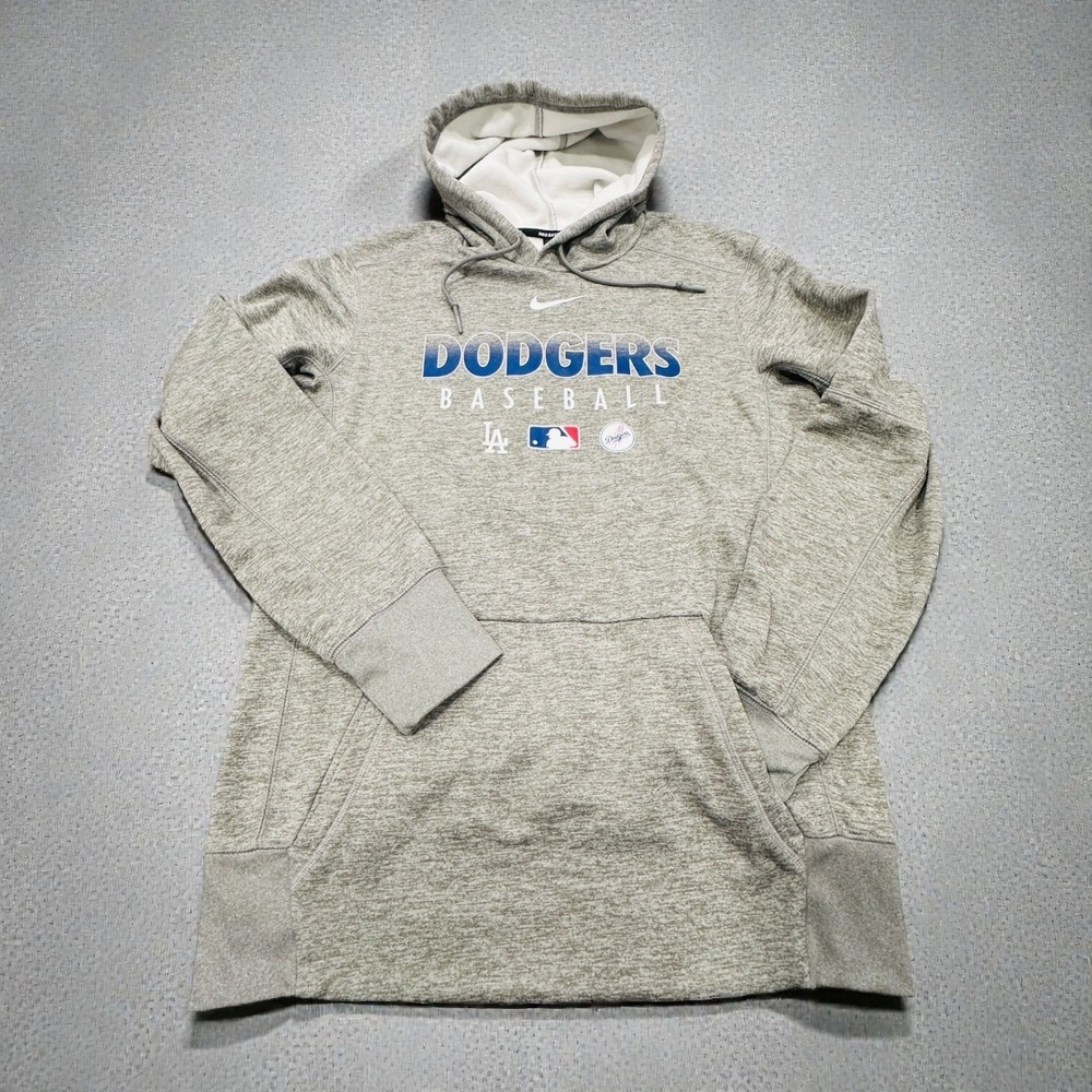 Nike MLB Los Angeles Dodgers Baseball Dri-FIT Hoodie Gray Men's Medium Logo
